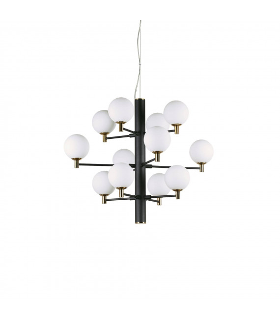 Copernico black metal pendant light 12 bulbs 74cm