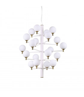 Lámpara colgante Copernico Metal blanco 20 bombillas 104cm