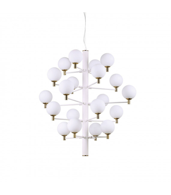 Copernico pendant lamp White metal 20 bulbs 104cm