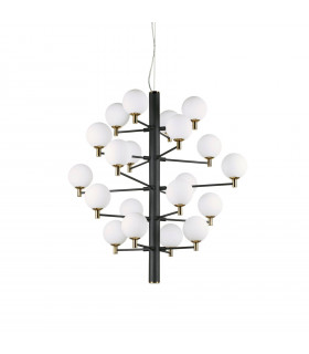 Lámpara colgante Copernico metal negro 20 bombillas 104cm