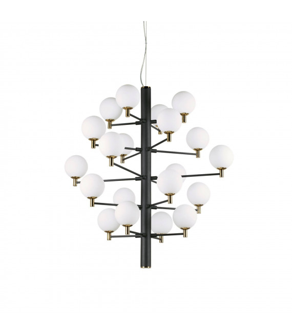 Lámpara colgante Copernico metal negro 20 bombillas 104cm