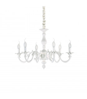 Lampadario senza paralumi Justine Metallo bianco 6 lampadine 62cm