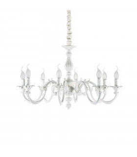 Chandelier without lampshades Justine White metal 8 bulbs 62cm