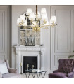 Chandelier abats jours Pegaso Métal Laiton satiné 12 ampoules 75cm