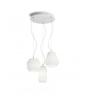 Lampada a sospensione Origami Vetro bianco 3 lampadine 37cm
