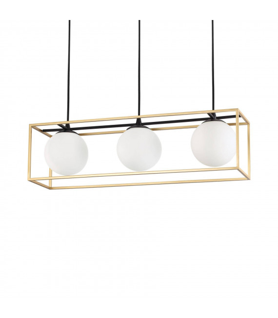 Suspension Lingotto Métal Laiton antique 3 ampoules 34,5cm