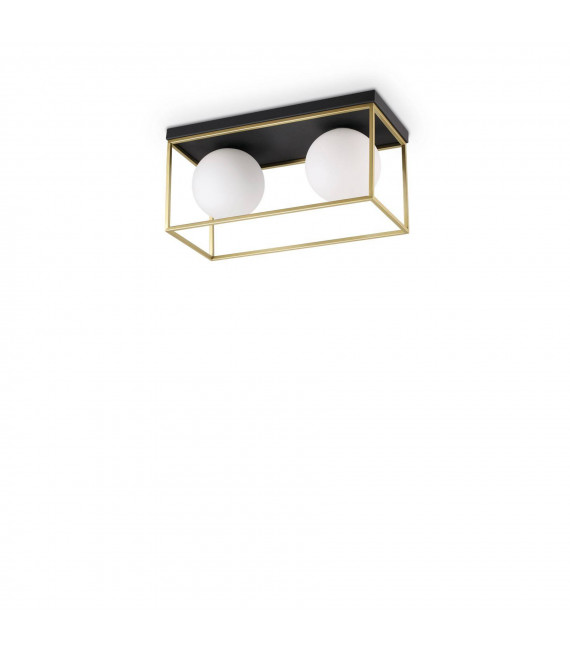 Plafoniera Lingotto Metallo Ottone antico 2 lampadine 21,5 cm