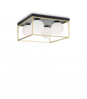 Plafonnier Lingotto Métal Laiton antique 4 ampoules 21,5cm