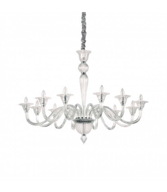 Chandelier sans abats jours Brigitta Verre Transparent 12 ampoules 99,5cm