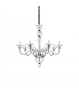 Lampadario senza paralumi Brigitta Vetro trasparente 8 lampadine 90cm