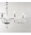 Chandelier sans abats jours Brigitta Verre Transparent 8 ampoules 90cm