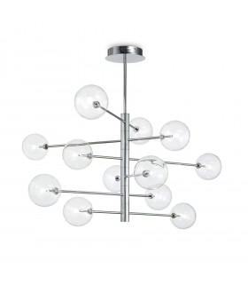 Lampada a sospensione Equinoxe Metal Chrome 12 lampadine 70cm