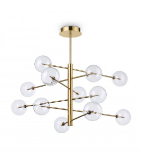 Suspension Equinoxe Métal Laiton antique 12 ampoules 70cm