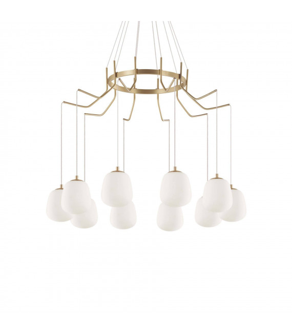 Pendente Karousel in metallo ottone 10 lampadine 112cm