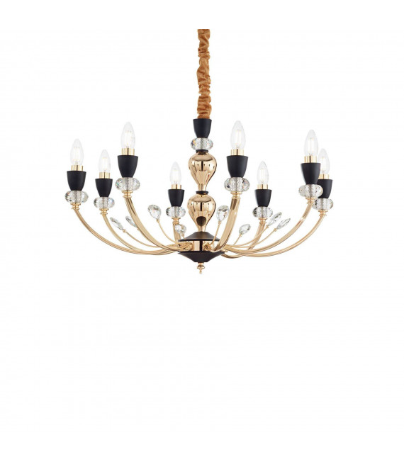 Lampadario senza paralumi Vanity Black Metal 8 lampadine 55cm