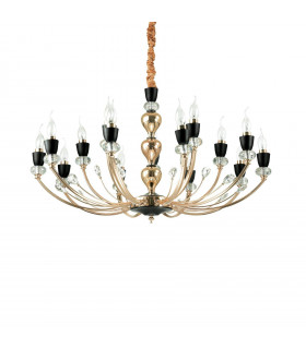 Lampadario senza paralumi Vanity Black Metal 15 lampadine 65cm