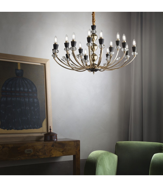 Chandelier sans abats jours Vanity Métal Noir 15 ampoules 65cm