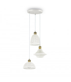 Lugano Pendelleuchte Weißmetall 3-flammig 31cm