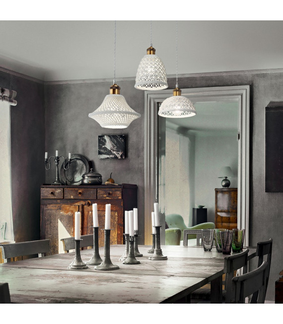 Lugano pendant light White metal 3 bulbs 31cm