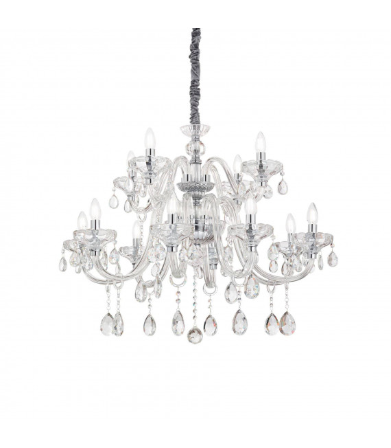 Lampadario senza paralumi Continental Metallo Trasparente 12 lampadine 85cm