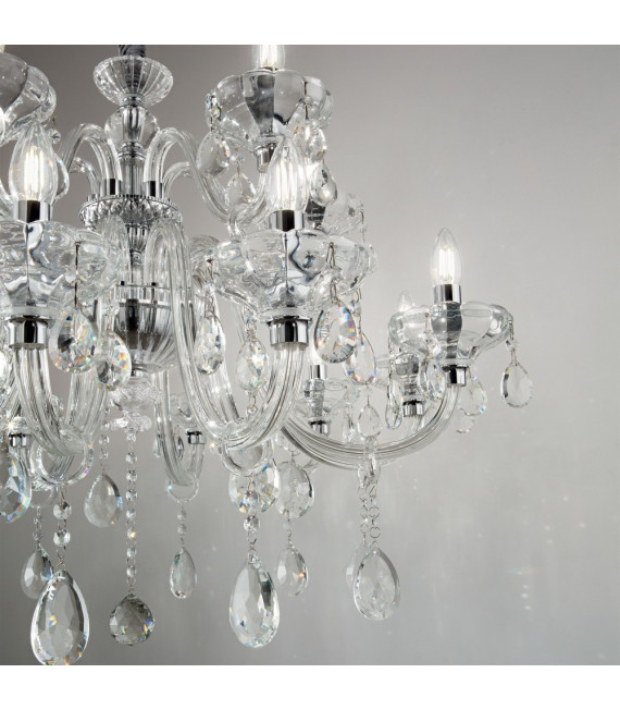 Chandelier without lampshades Continental Metal Transparent 12 bulbs 85cm