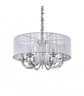 Paralumi lampadario Swan Silver Glass 6 lampadine 58cm