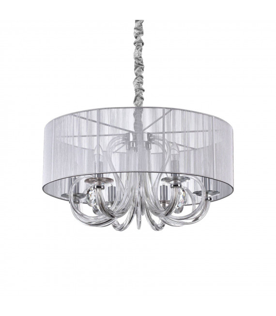 Paralumi lampadario Swan Silver Glass 6 lampadine 58cm