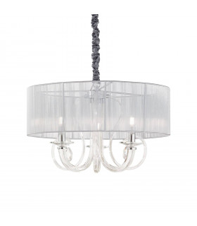 Chandelier abats jours Swan Verre Argent 3 ampoules 55cm