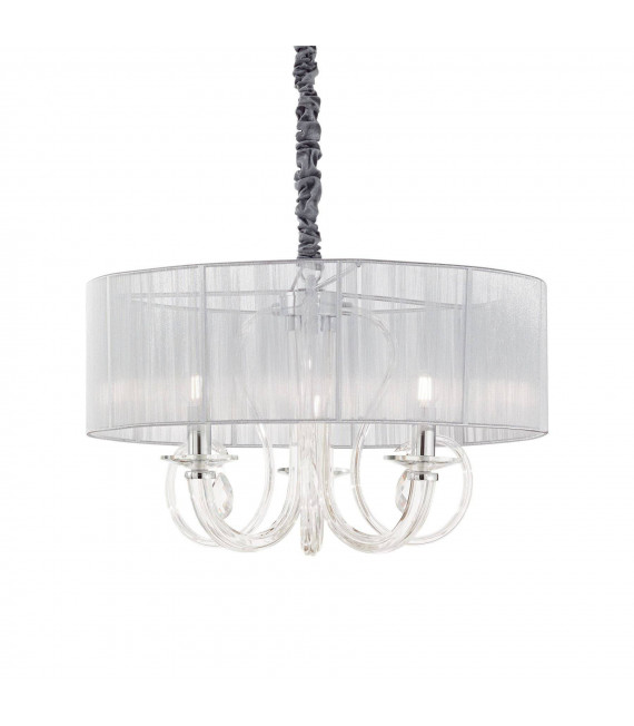 Chandelier abats jours Swan Verre Argent 3 ampoules 55cm