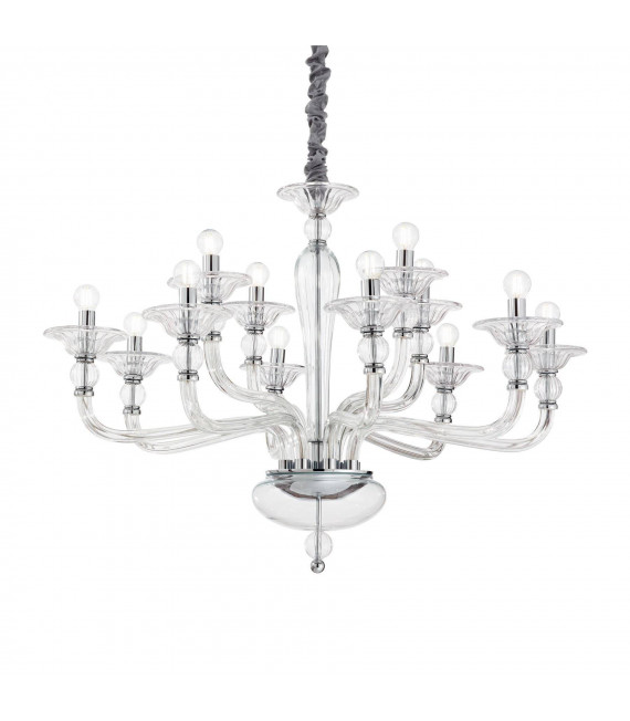 Lampadario senza paralumi Danieli Vetro trasparente 12 lampadine 81cm