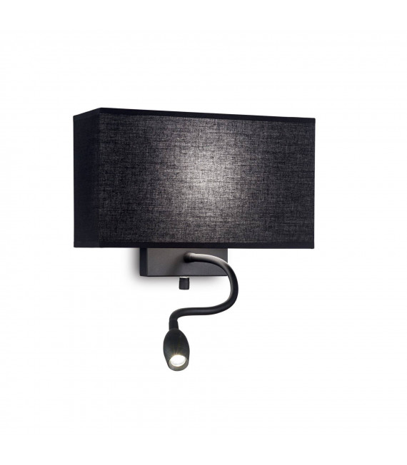 Hotel black metal wall light 2 bulbs 22.5cm