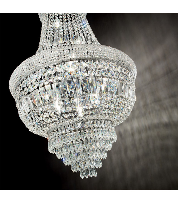 Großer Dubai-Kronleuchter aus verchromtem Metall, 10 Glühbirnen, 98 cm