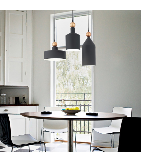 Pendente Triad in metallo nero 1 lampadina 43cm