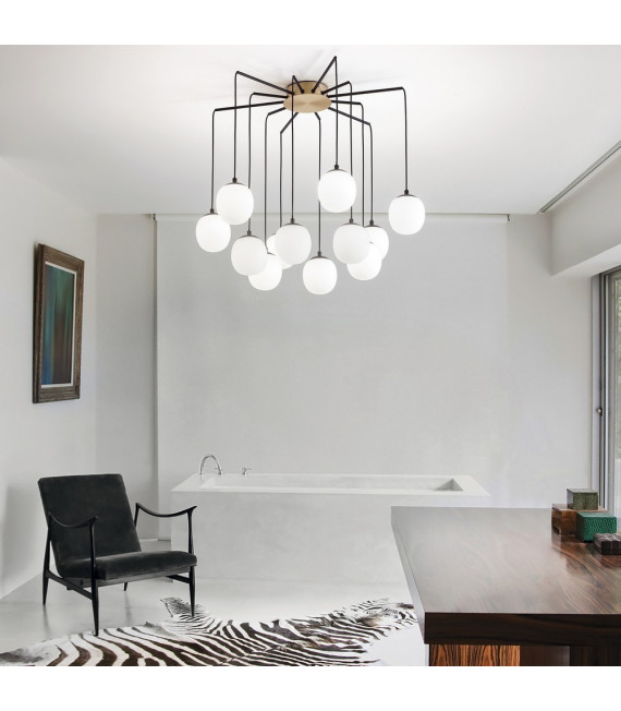 Suspension Rhapsody Métal Noir 12 ampoules 54cm