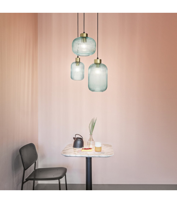 Design suspension Mint-2 Green glass 1 bulb 24.5cm