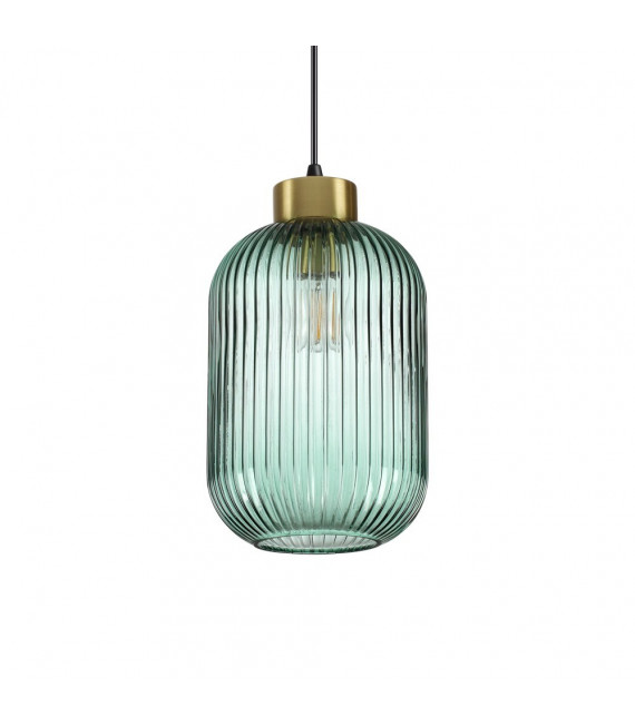 Design Pendelleuchte Mint-3 Grünes Glas 1 Birne 36cm