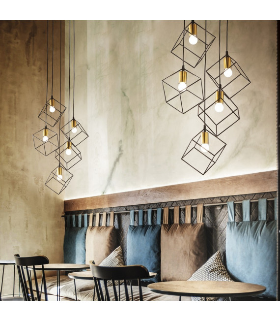 Suspension Ice Métal Noir 5 ampoules 60cm