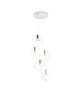 Suspension Ice Métal blanc 5 ampoules 60cm