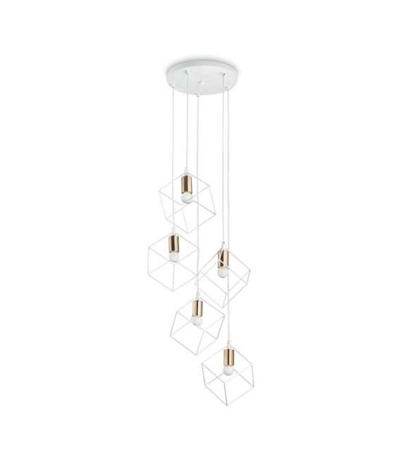Lámpara colgante Ice White metal 5 bombillas 60cm