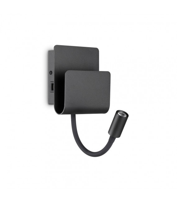 Wall lamp with reading light Probe Black Metal 2 bulbs 23.5cm
