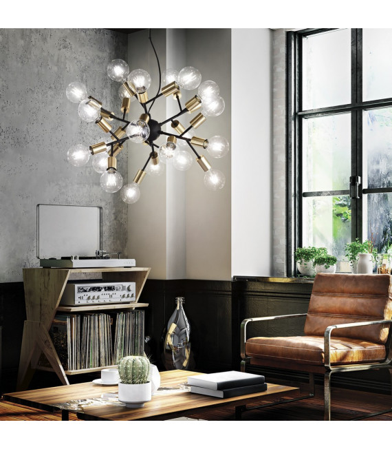 Lampada a sospensione Spark Black Metal 24 lampadine 42cm