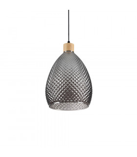 Lámpara colgante Bergen-1 Cristal ahumado 1 bombilla 38cm