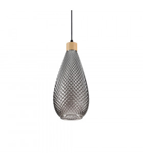 Suspension Bergen-2 Verre Fumé 1 ampoule 44cm