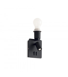 Lampe mit Lampenschirm Gea Black Metal 2 Birnen 19,5cm