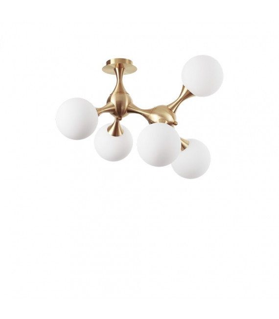 Plafonnier Nodi Métal Laiton satiné 5 ampoules 55cm