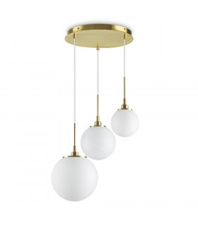 Grape pendant light White glass 3 bulbs 42cm
