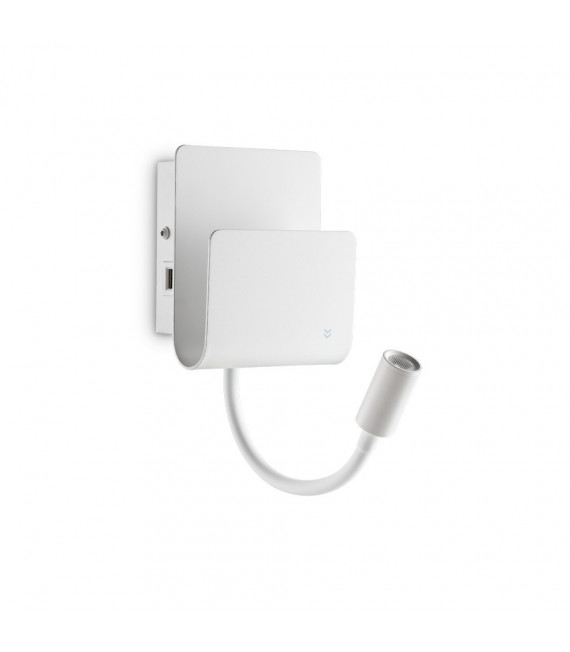 Aplique de pared Probe con luz de lectura Metal blanco 2 bombillas 23,5cm