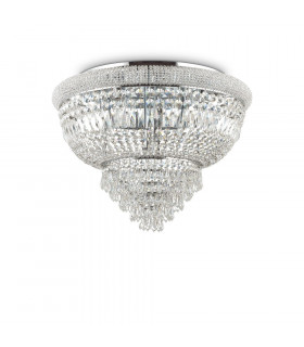 Plafoniera Design Dubai Metallo Cromo 24 lampadine 52,5cm