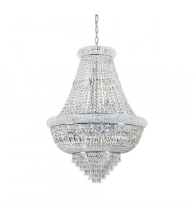 Kronleuchter Dubai Metall Chrom 24 Glühbirnen 120cm