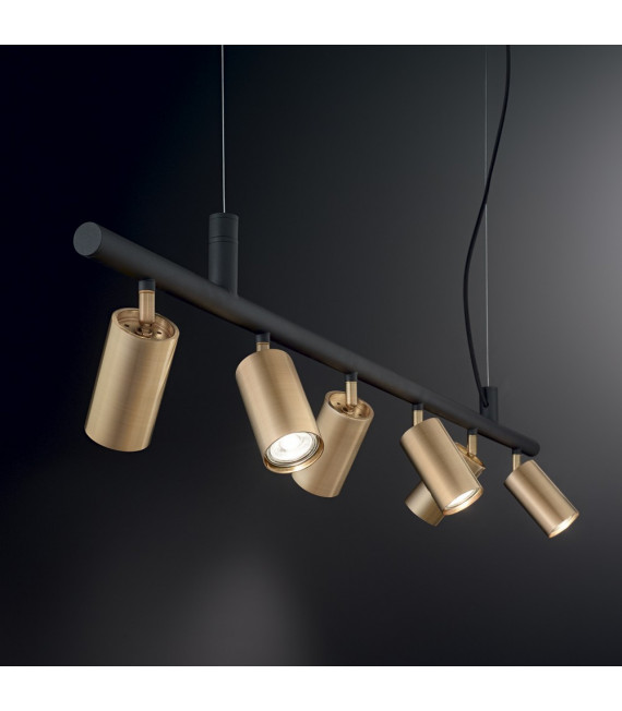 Dynamite Lampada a sospensione in metallo Ottone satinato 6 lampadine 16,5 cm